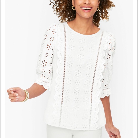 Talbots Tops - Talbots Eyelet Top White Size XS